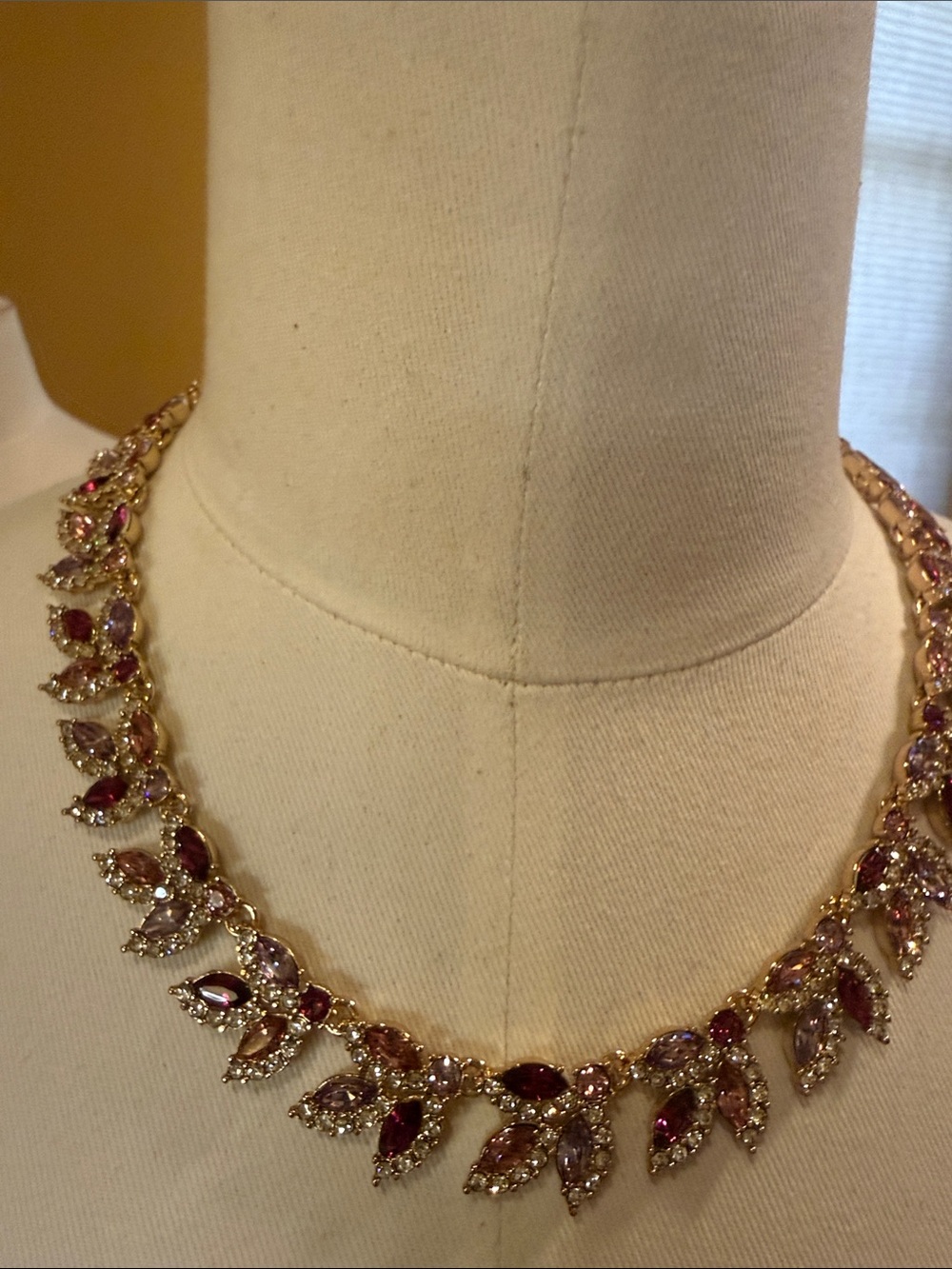 J. Crew Gold-Tone Necklace with Pink and Purple Stones